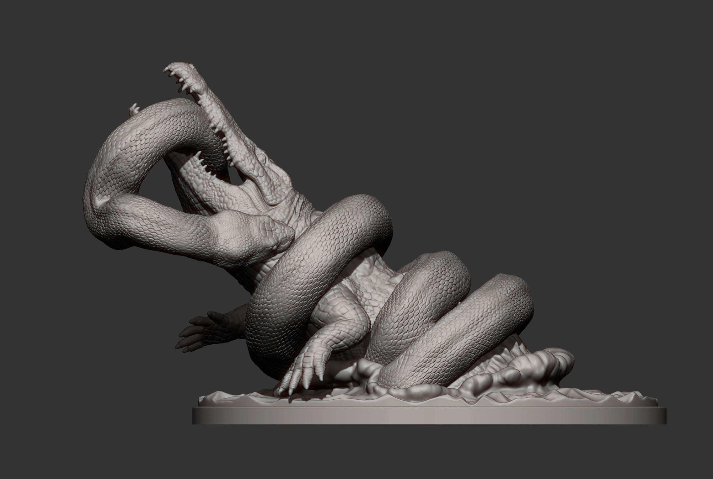 Orinoco crocodile with anaconda 3D print model_10