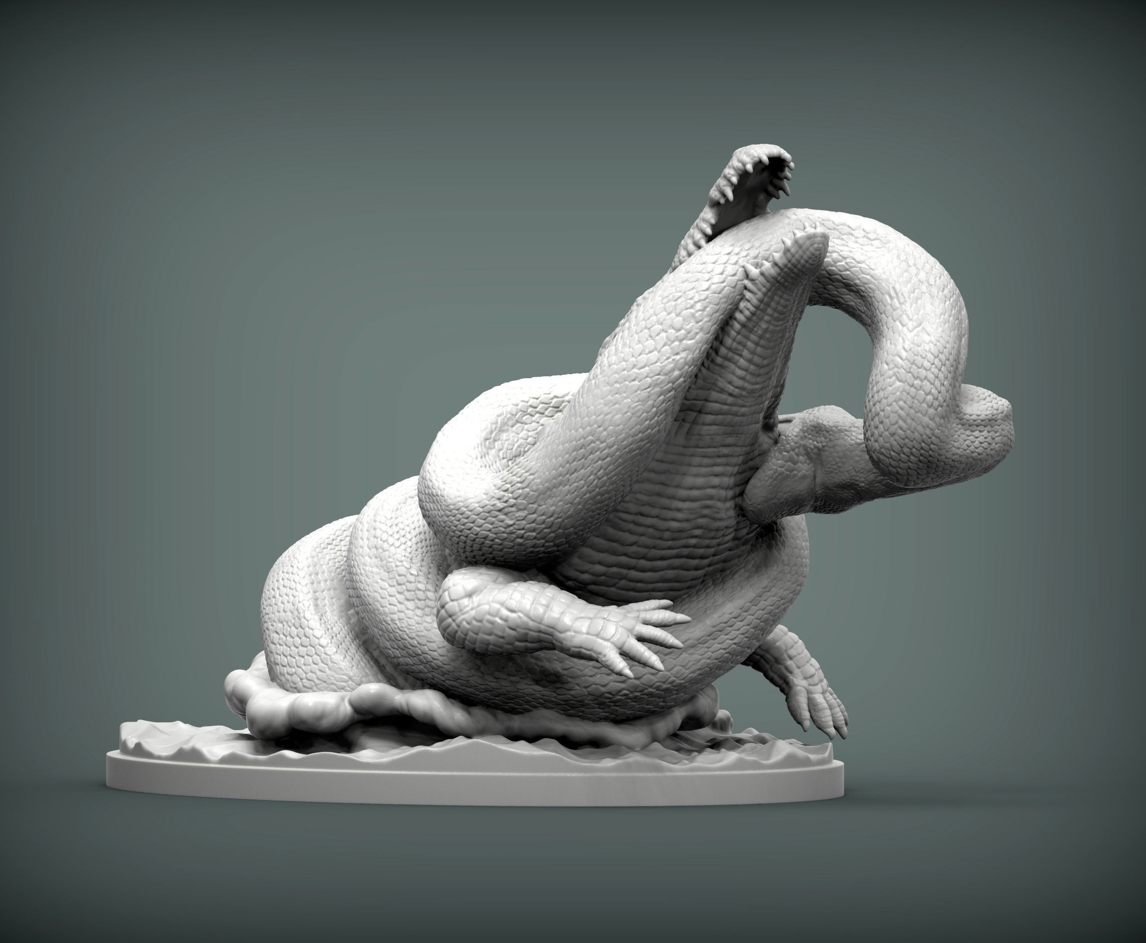 Orinoco crocodile with anaconda 3D print model_4