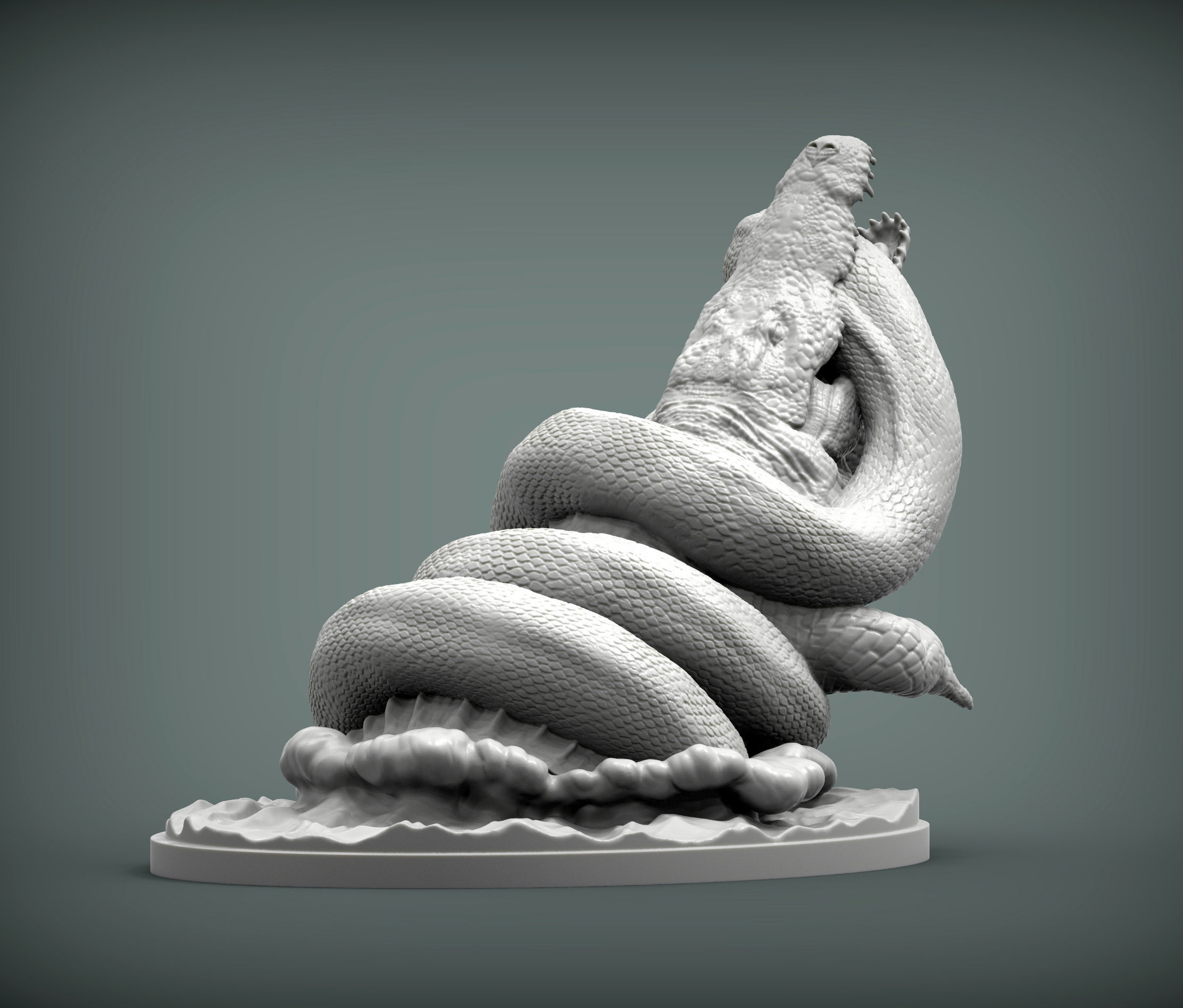 Orinoco crocodile with anaconda 3D print model_6