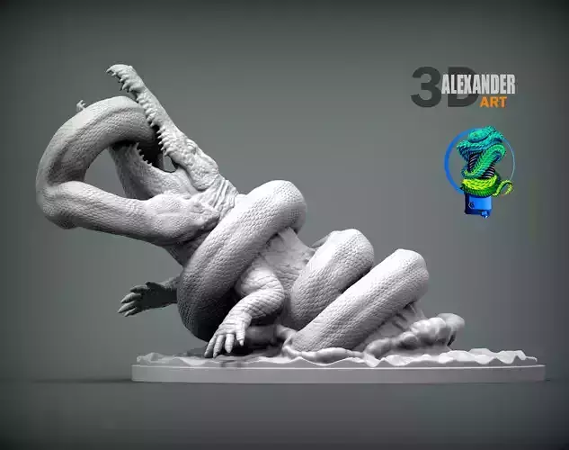 Orinoco crocodile with anaconda 3D print model Orinoco crocodile with anaconda 3D print model