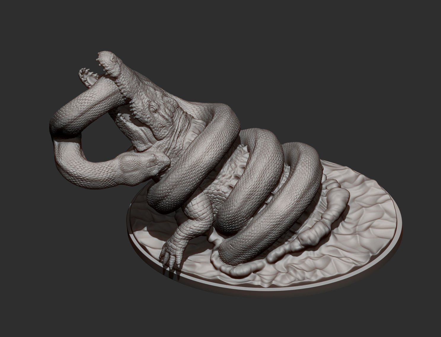 Orinoco crocodile with anaconda 3D print model_8