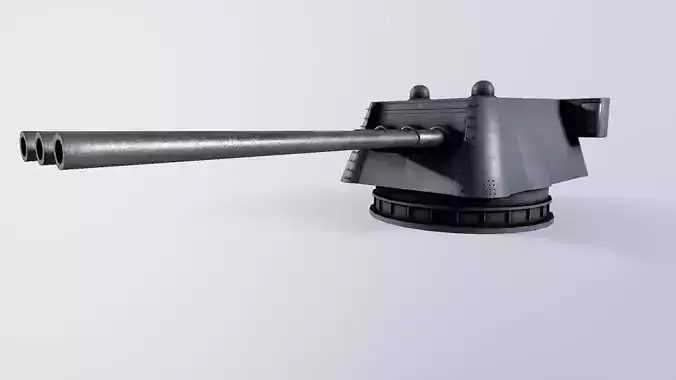 180-mm artillery mount MK-3-180 mod 1938 Low-poly 3D model