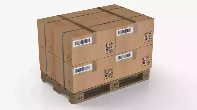 Pallet with Boxes T1 Low-poly 3D model