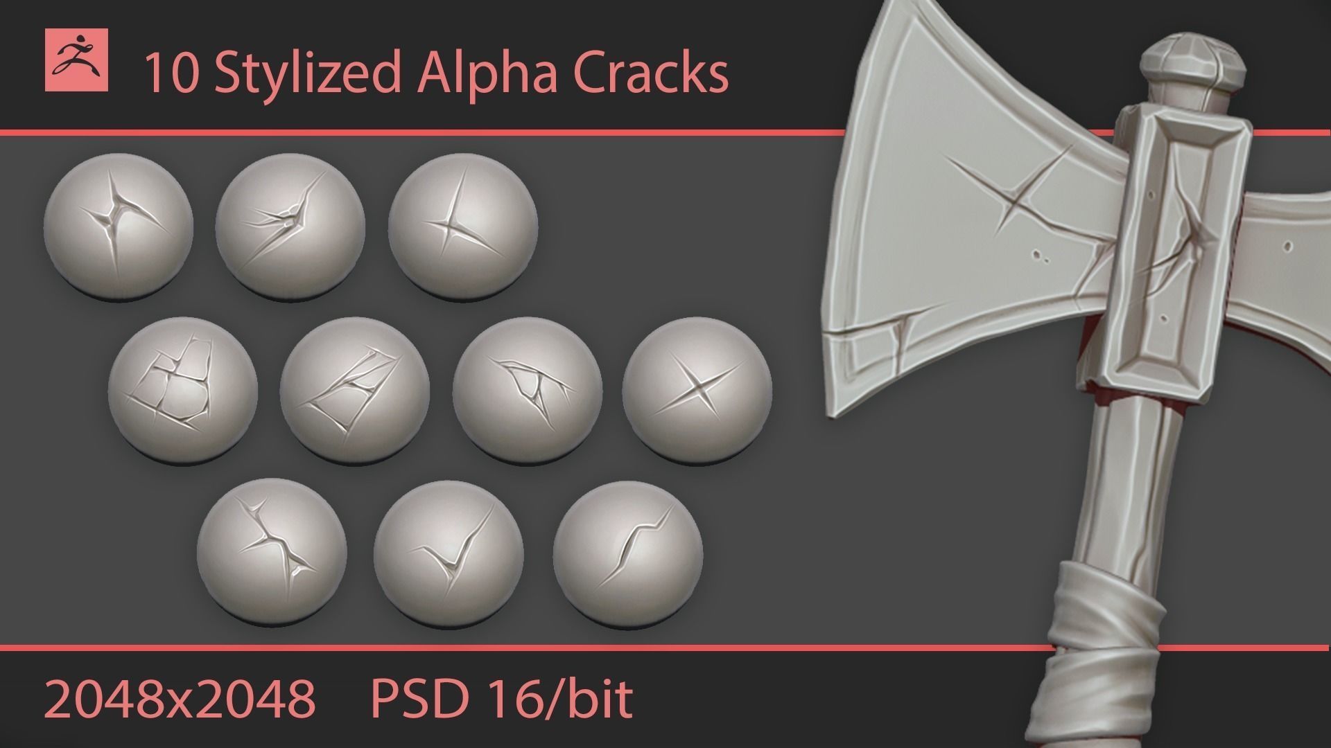 Stylized Cracks Alphas for Zbrush Texture_1