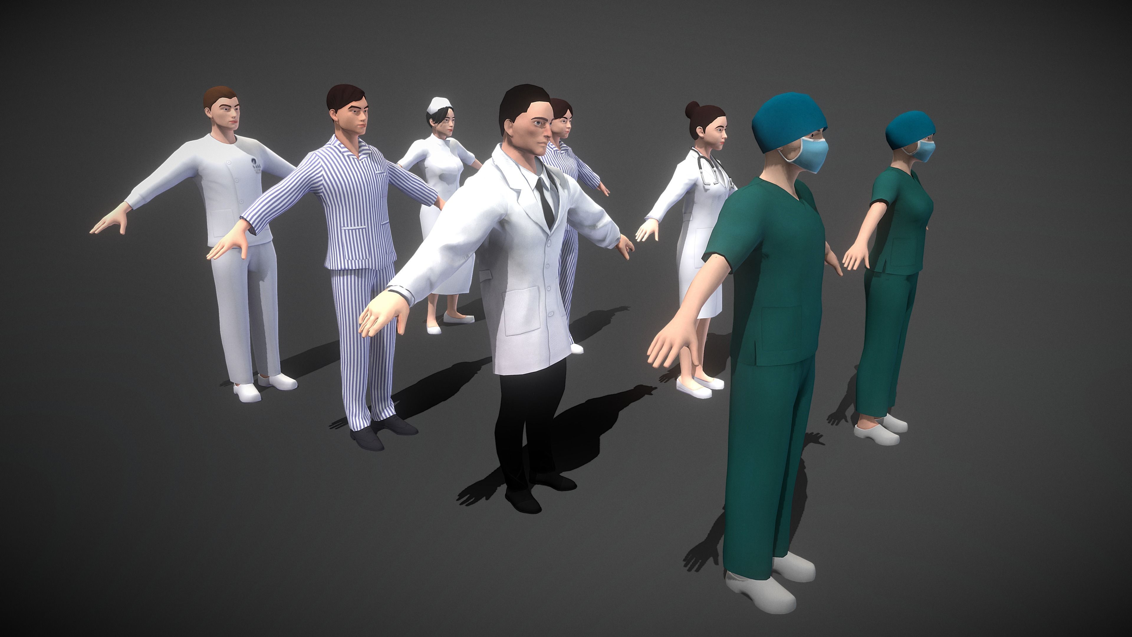 Characters in the hospital Low-poly 3D model_2
