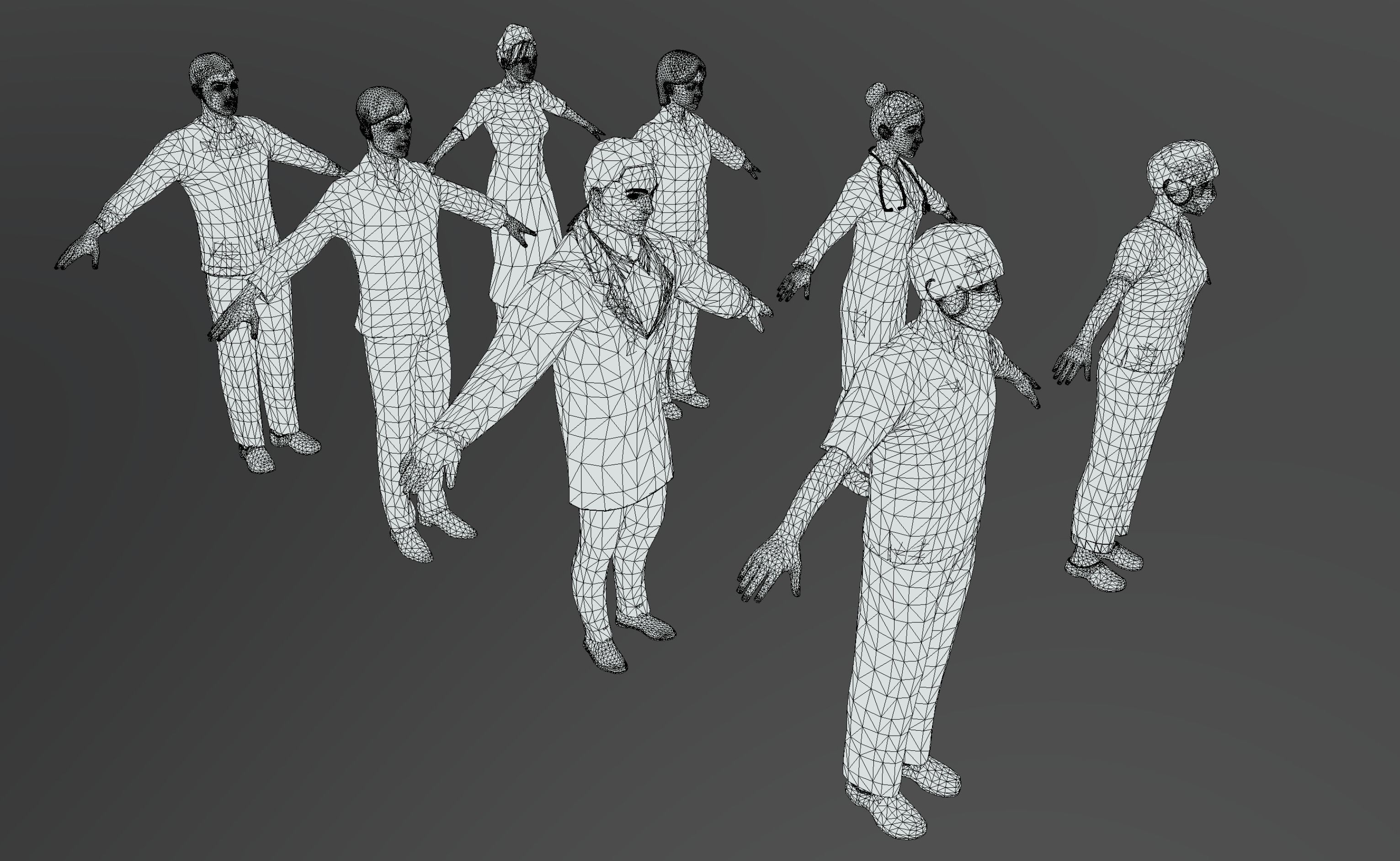 Characters in the hospital Low-poly 3D model_3