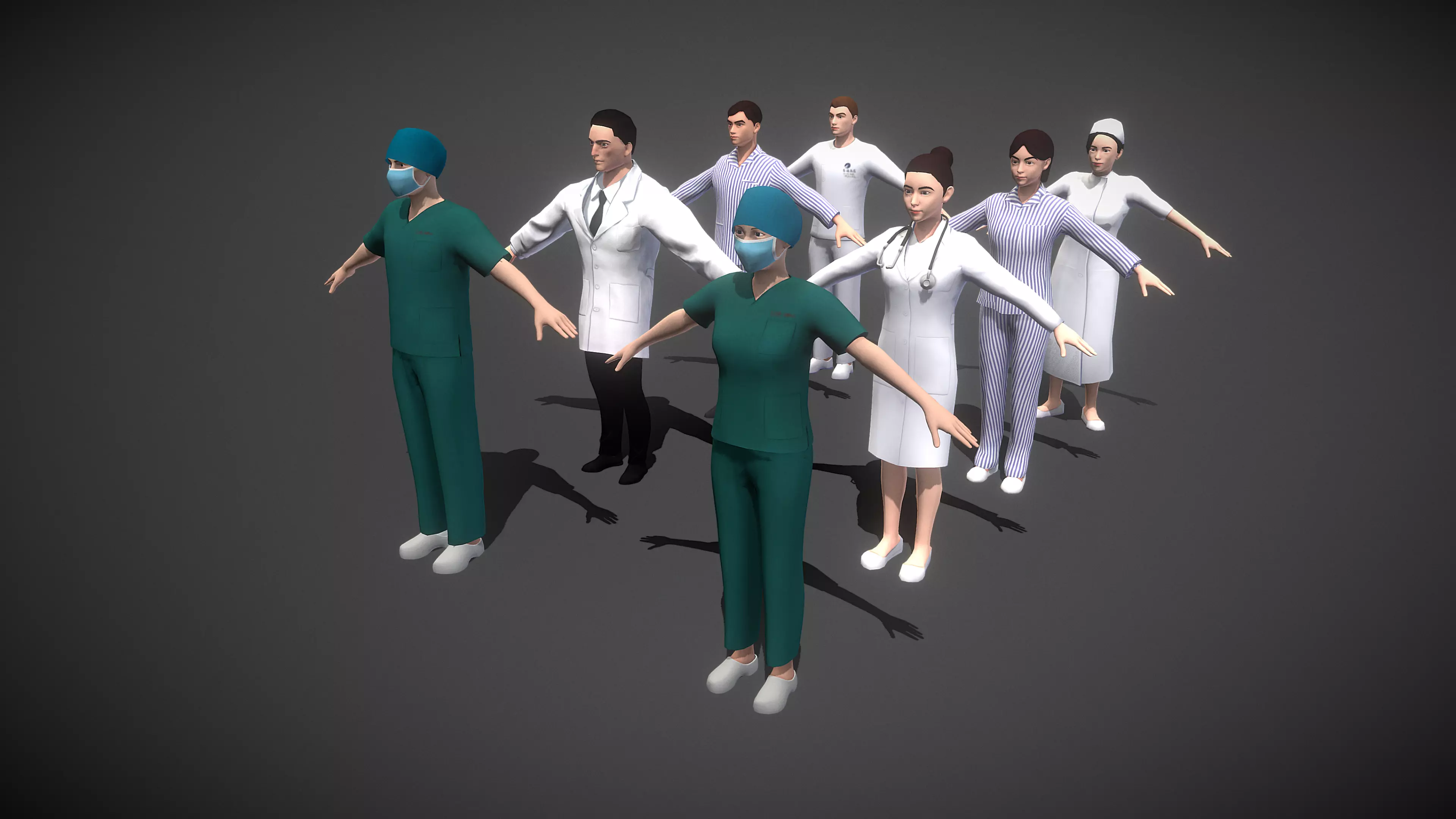 Characters in the hospital Low-poly 3D model_0