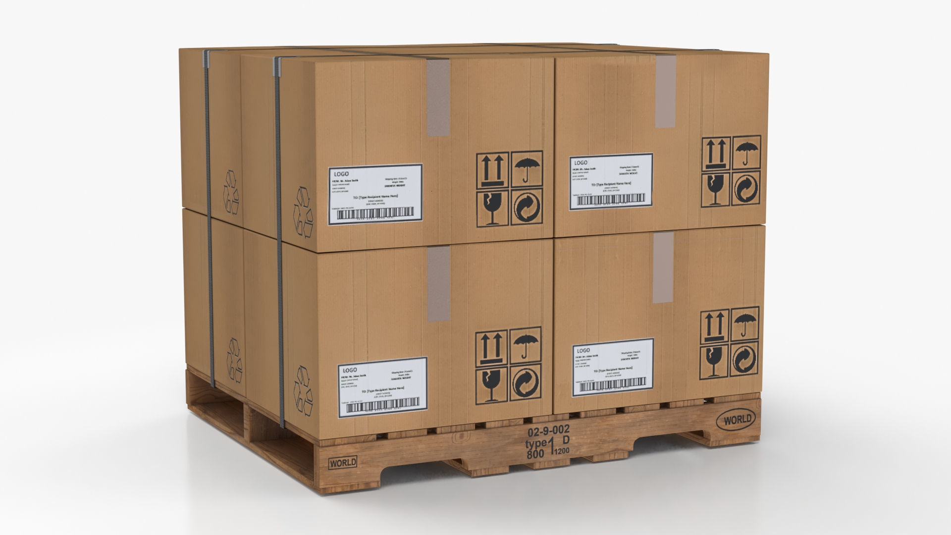 Pallet with Boxes T2 Low-poly 3D model_1