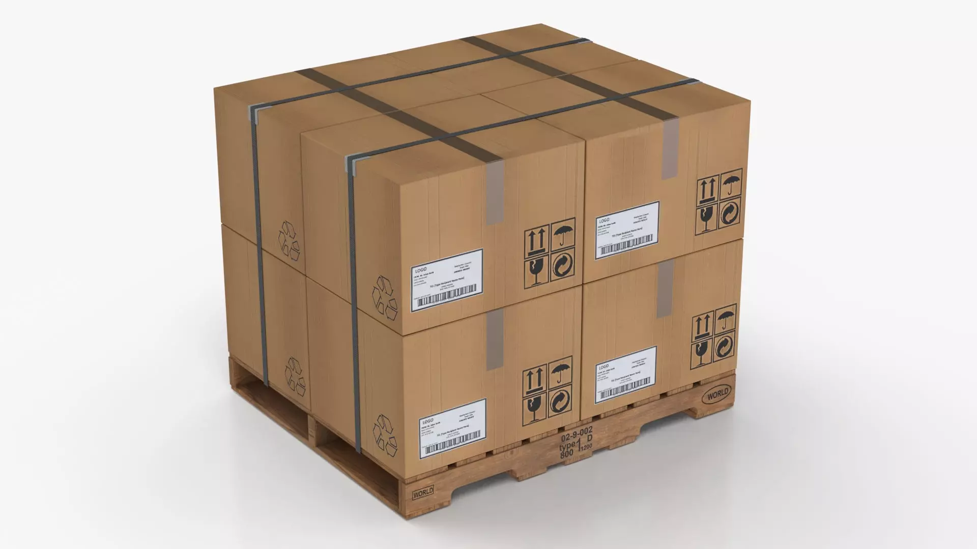 Pallet with Boxes T2 Low-poly 3D model_0