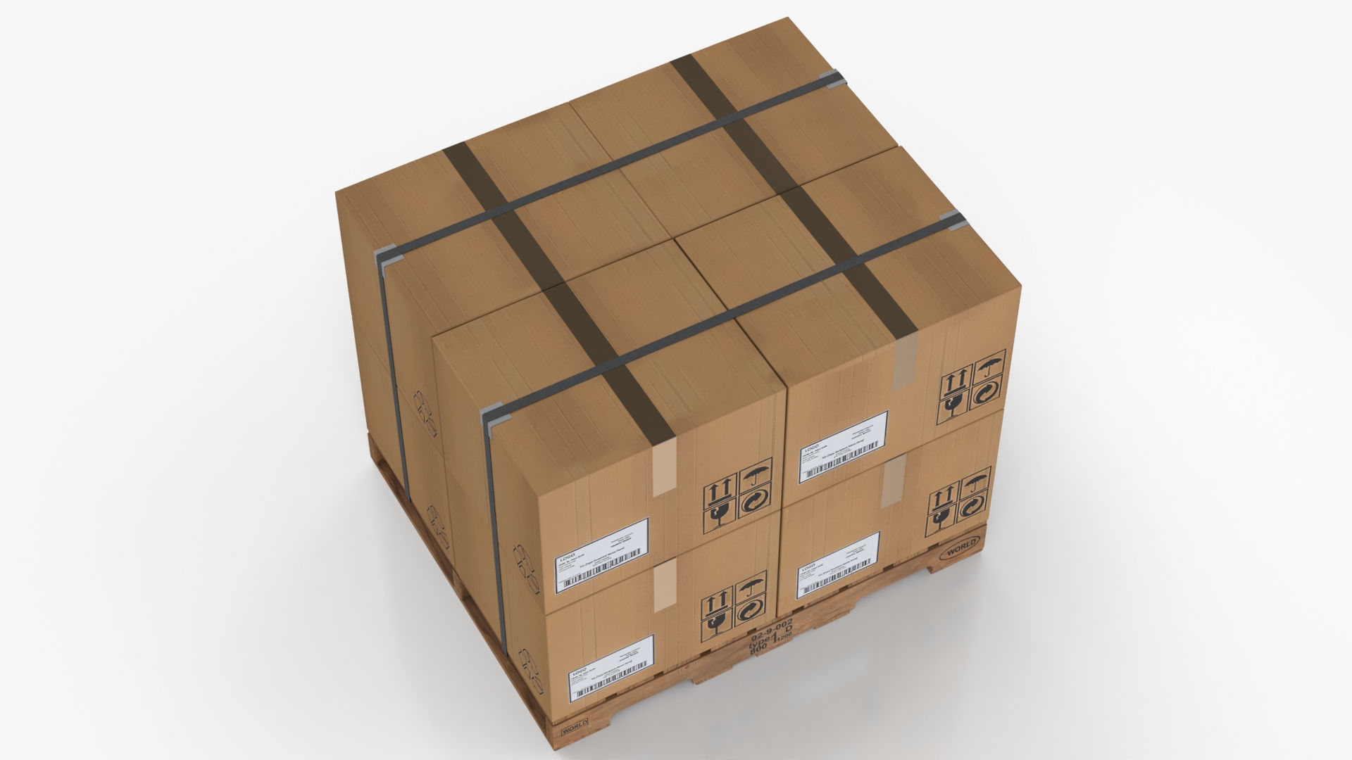 Pallet with Boxes T2 Low-poly 3D model_2