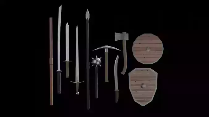 Low Poly Weapons Swords and Axes Plus