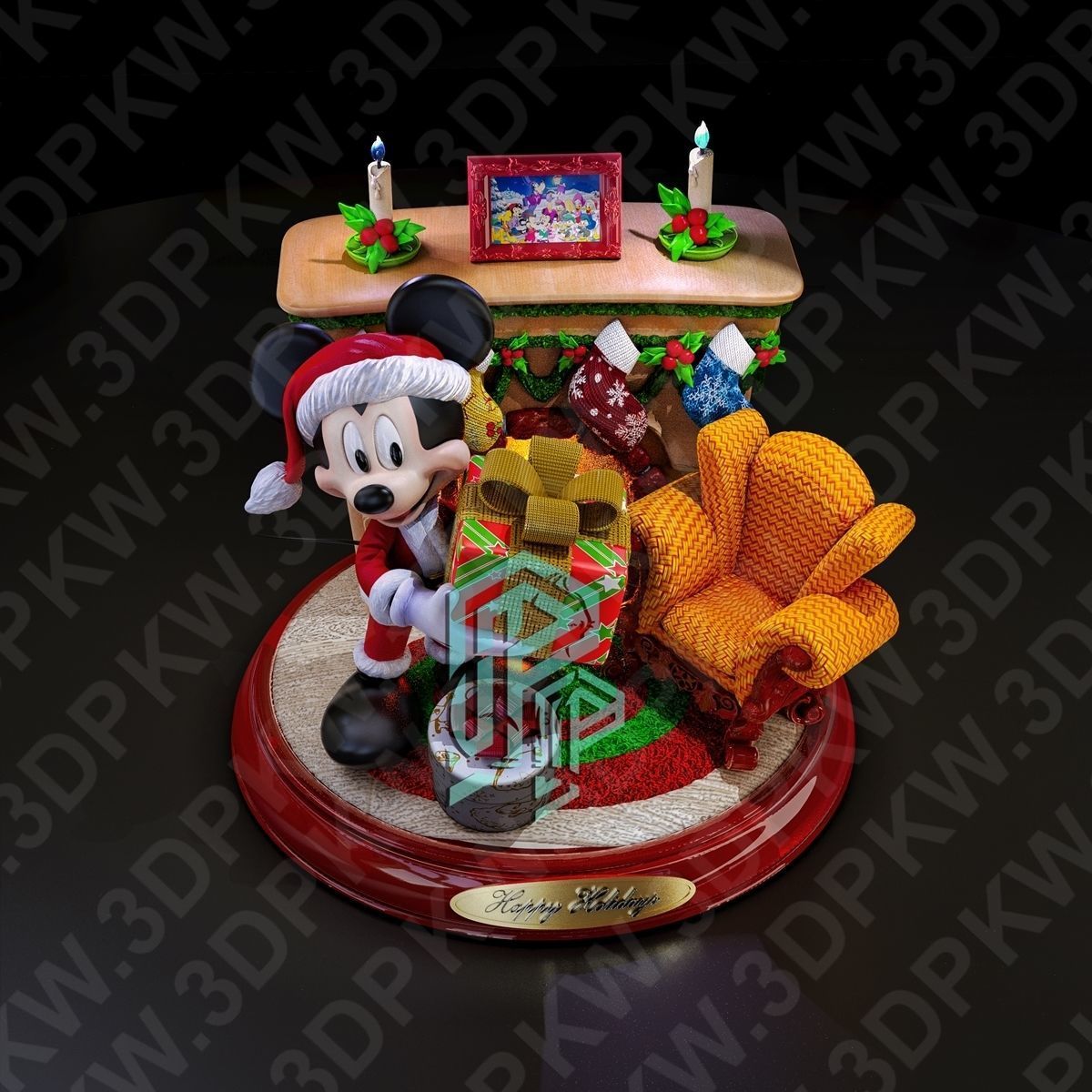 mouse christmas 3D print model_2