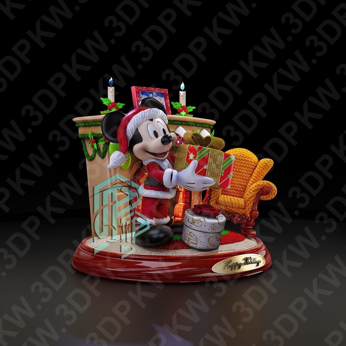 mouse christmas 3D print model_1