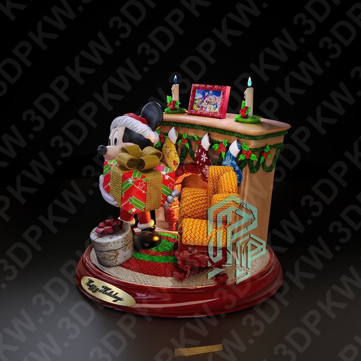 mouse christmas 3D print model_3