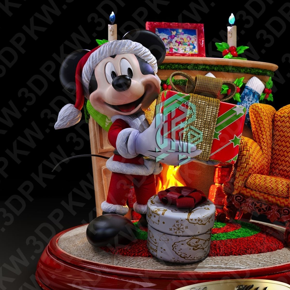 mouse christmas 3D print model_4
