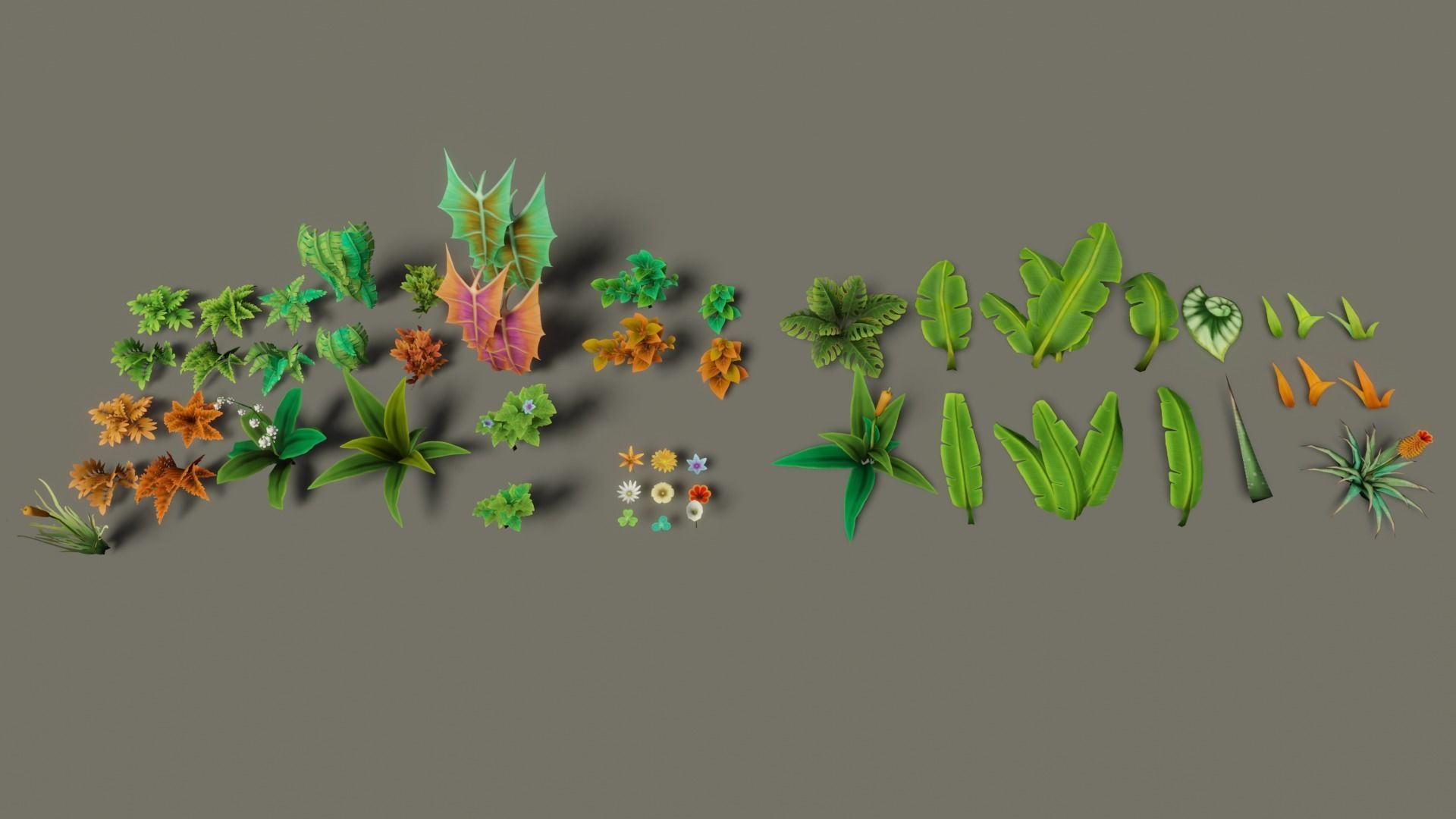 Stylized Forest Plants Handpainted Low-poly 3D model_1
