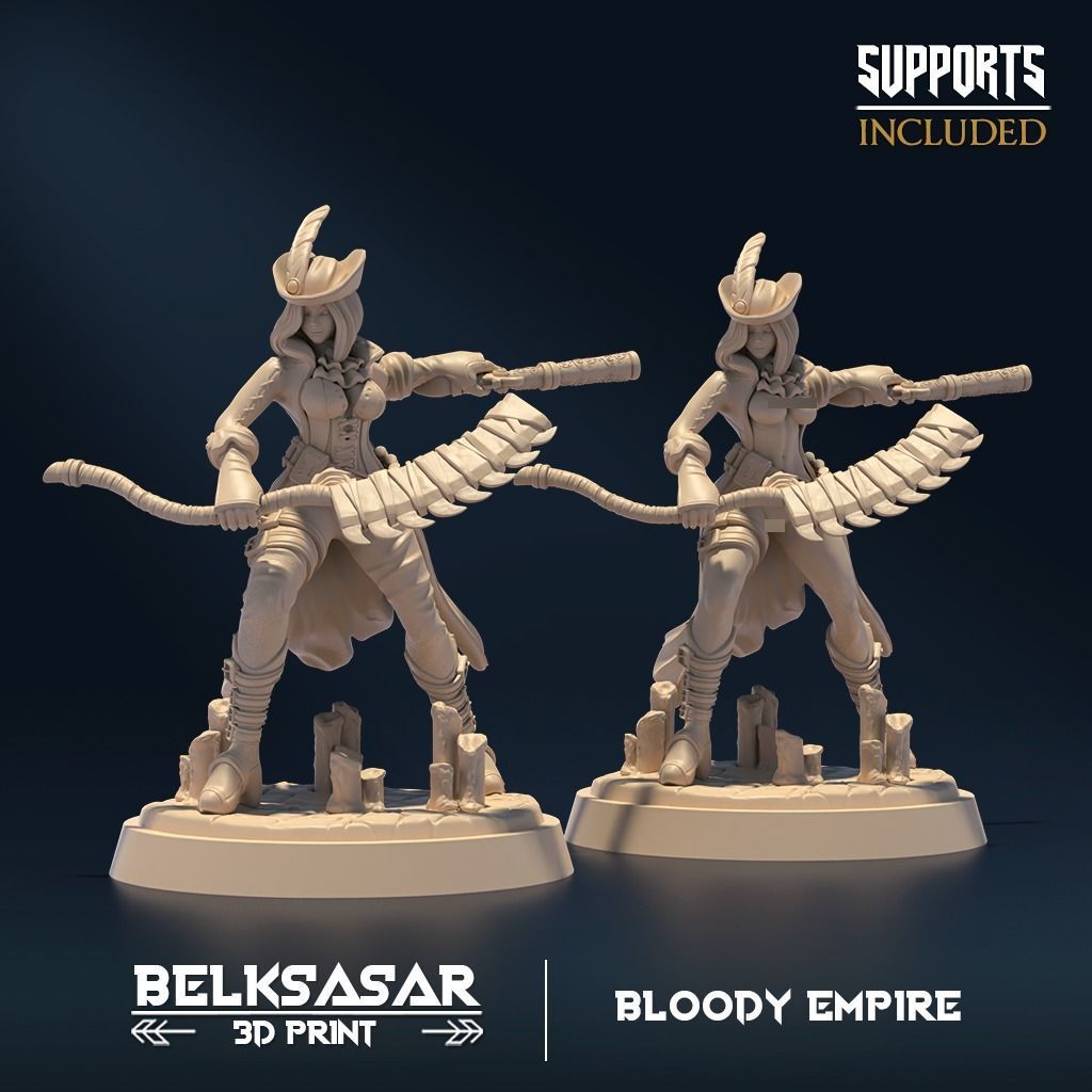 Bloody Huntress Set x5 Normal and Nude 3D print model_4