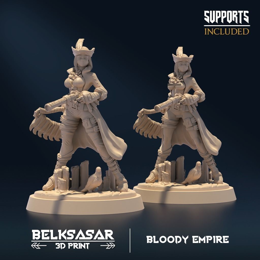 Bloody Huntress Set x5 Normal and Nude 3D print model_5