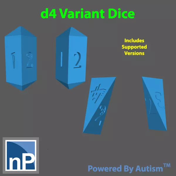 d4 Dice Variants - pack 1 Free 3D print model