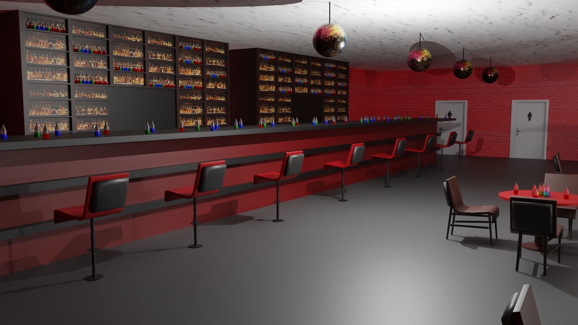 Night Club Low-poly 3D model_3