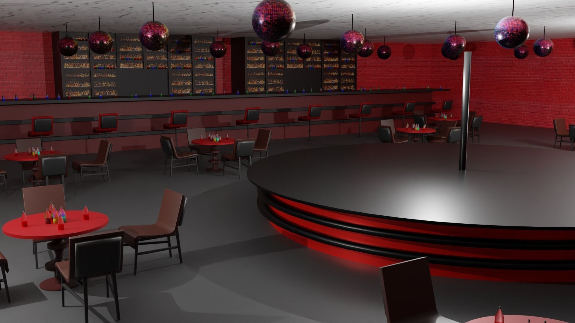 Night Club Low-poly 3D model_4