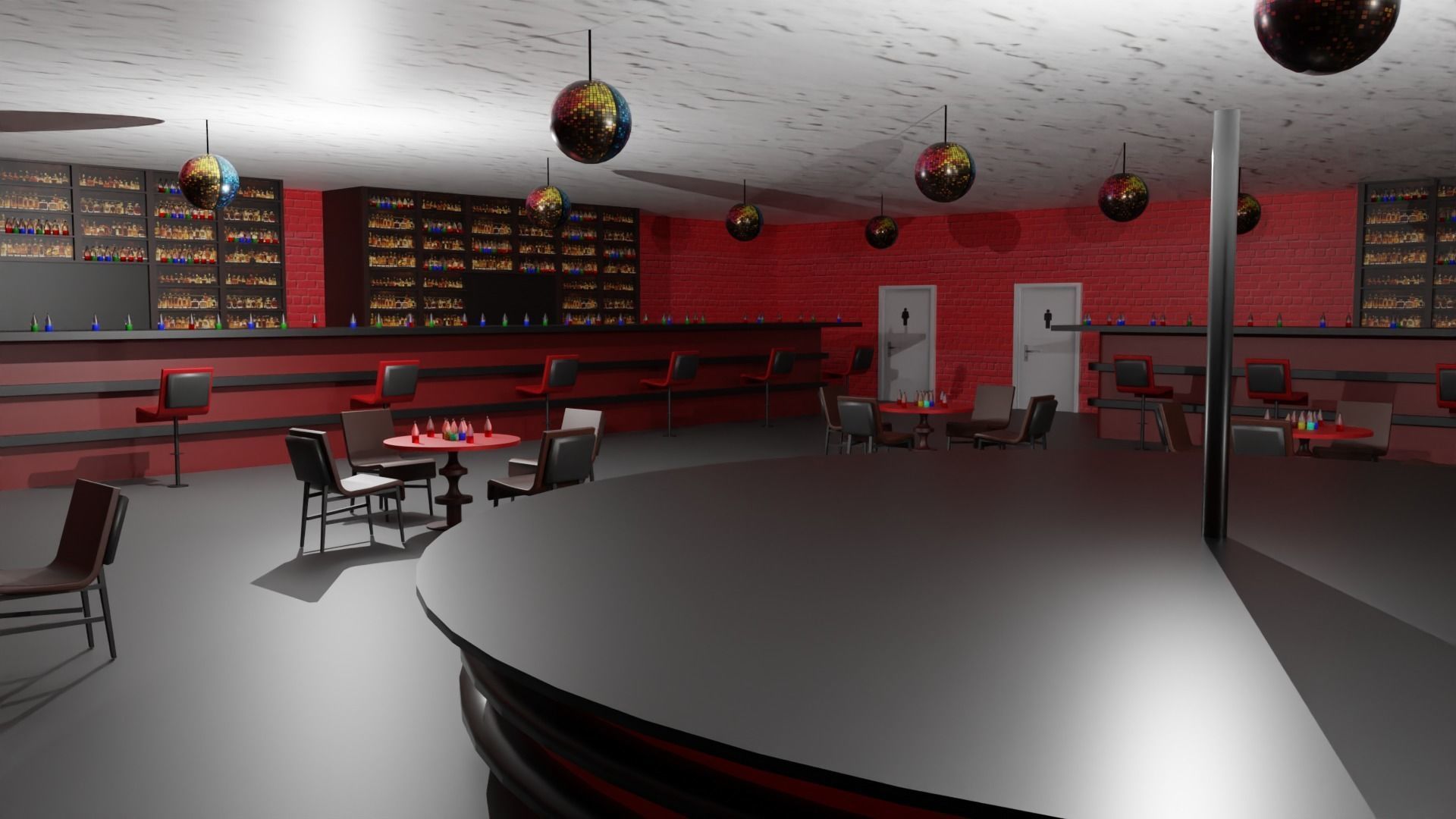 Night Club Low-poly 3D model_5