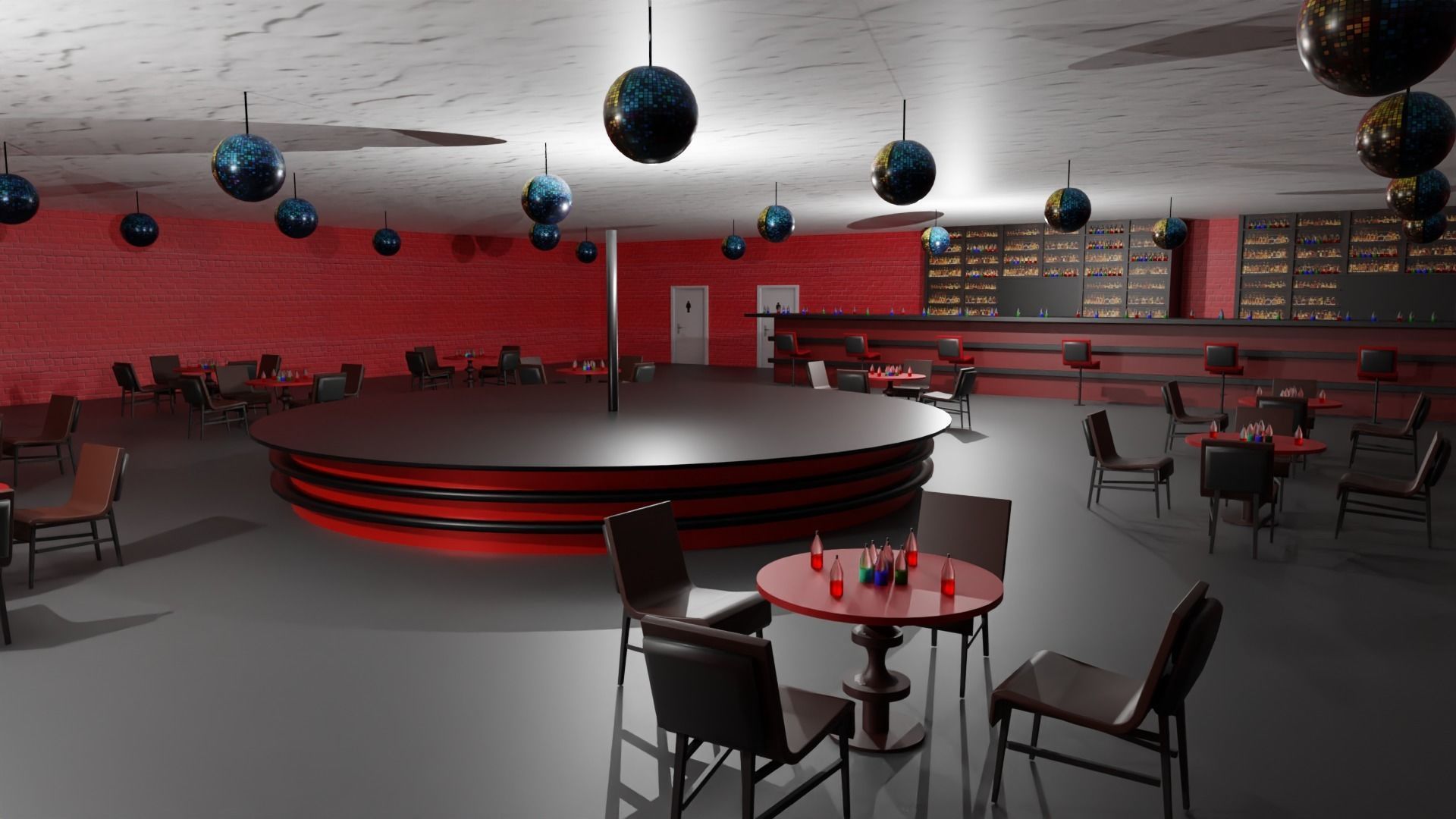 Night Club Low-poly 3D model_1