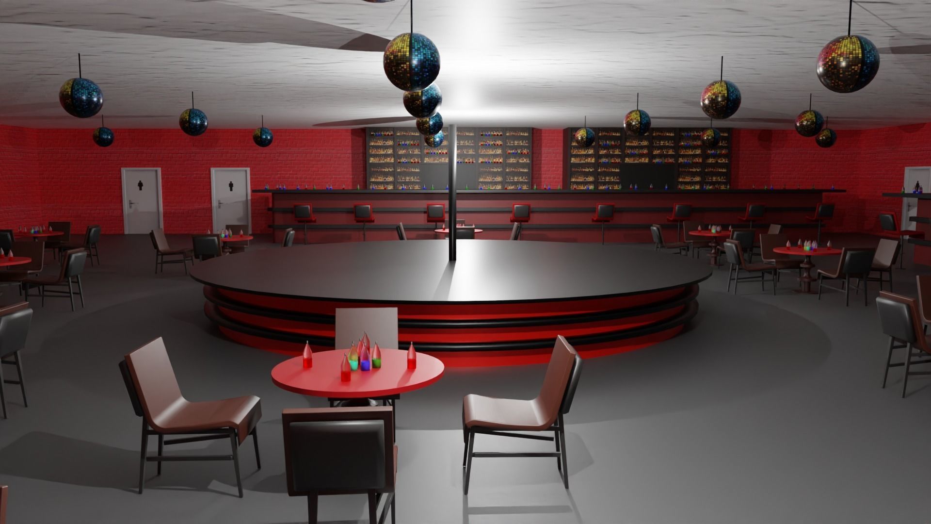 Night Club Low-poly 3D model_2