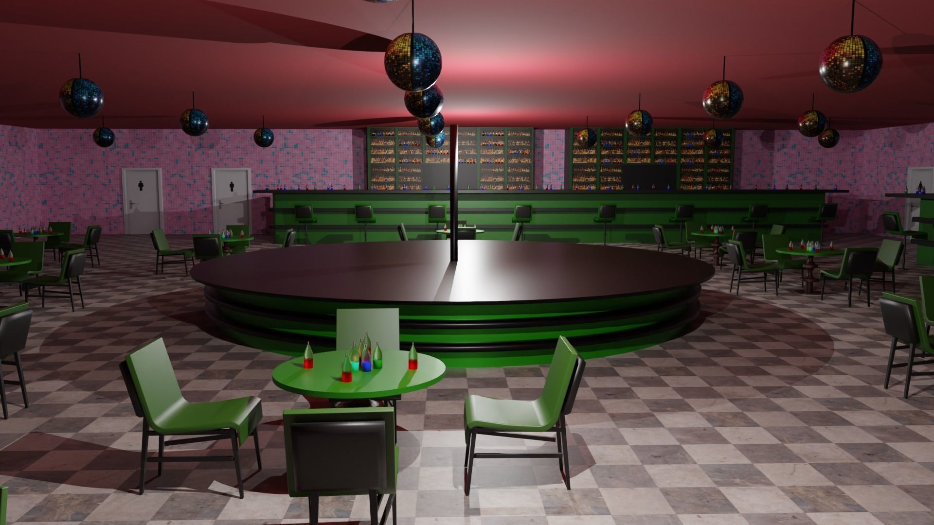Night Club Low-poly 3D model_3