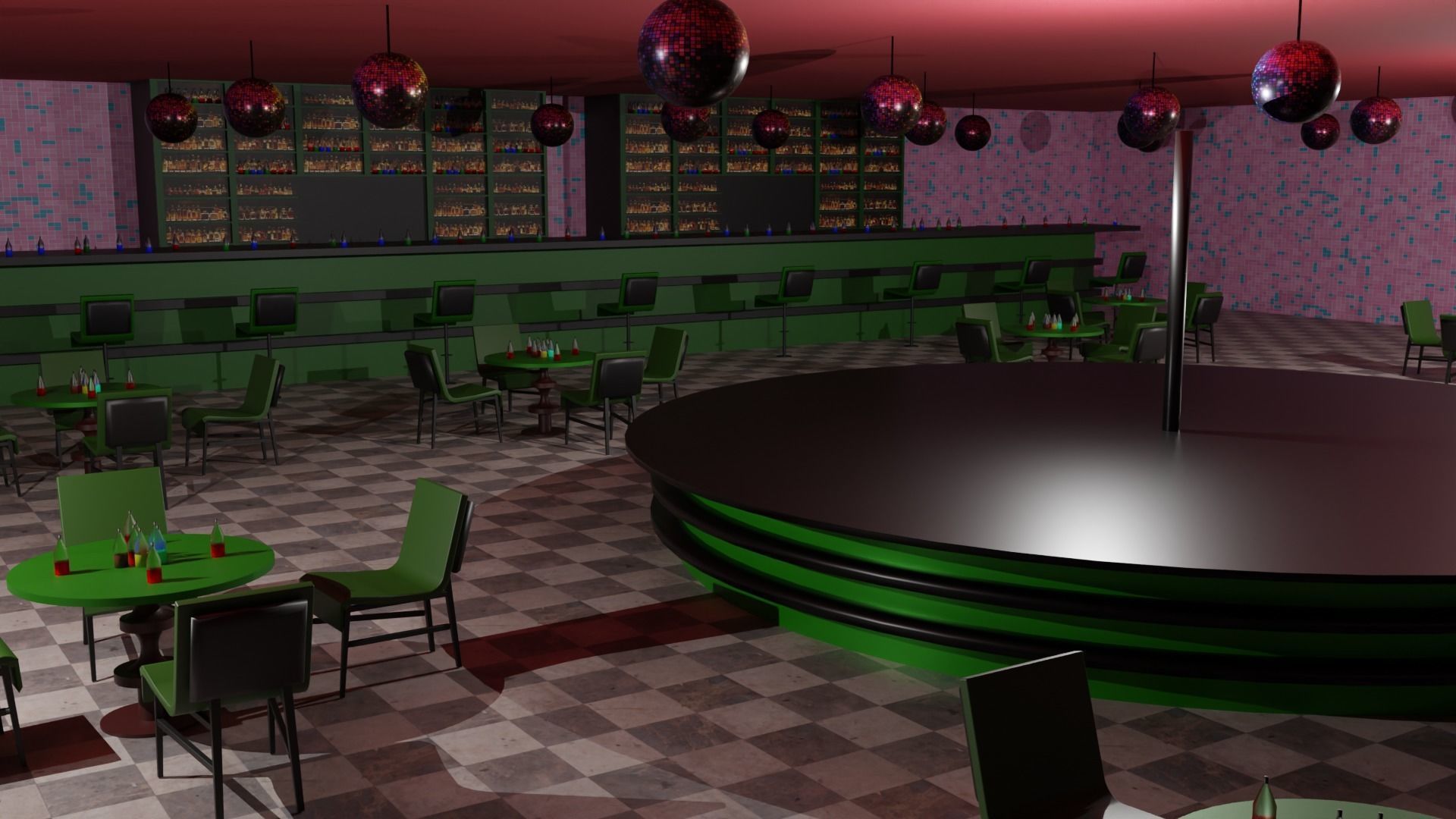 Night Club Low-poly 3D model_4