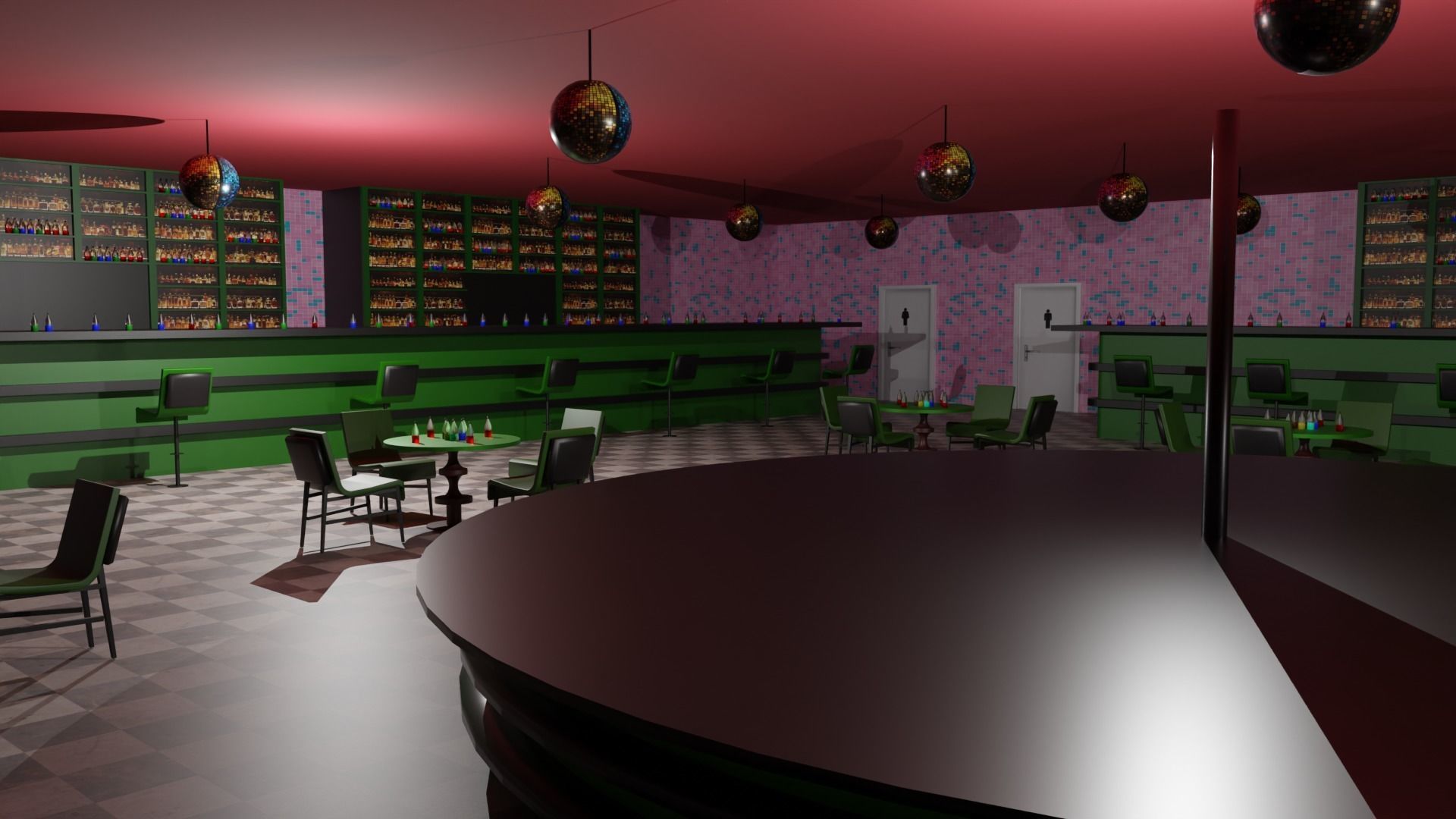 Night Club Low-poly 3D model_5