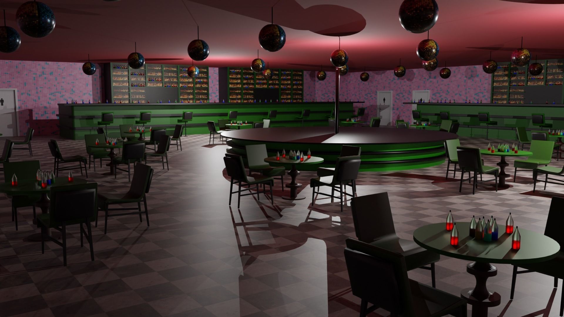 Night Club Low-poly 3D model_1