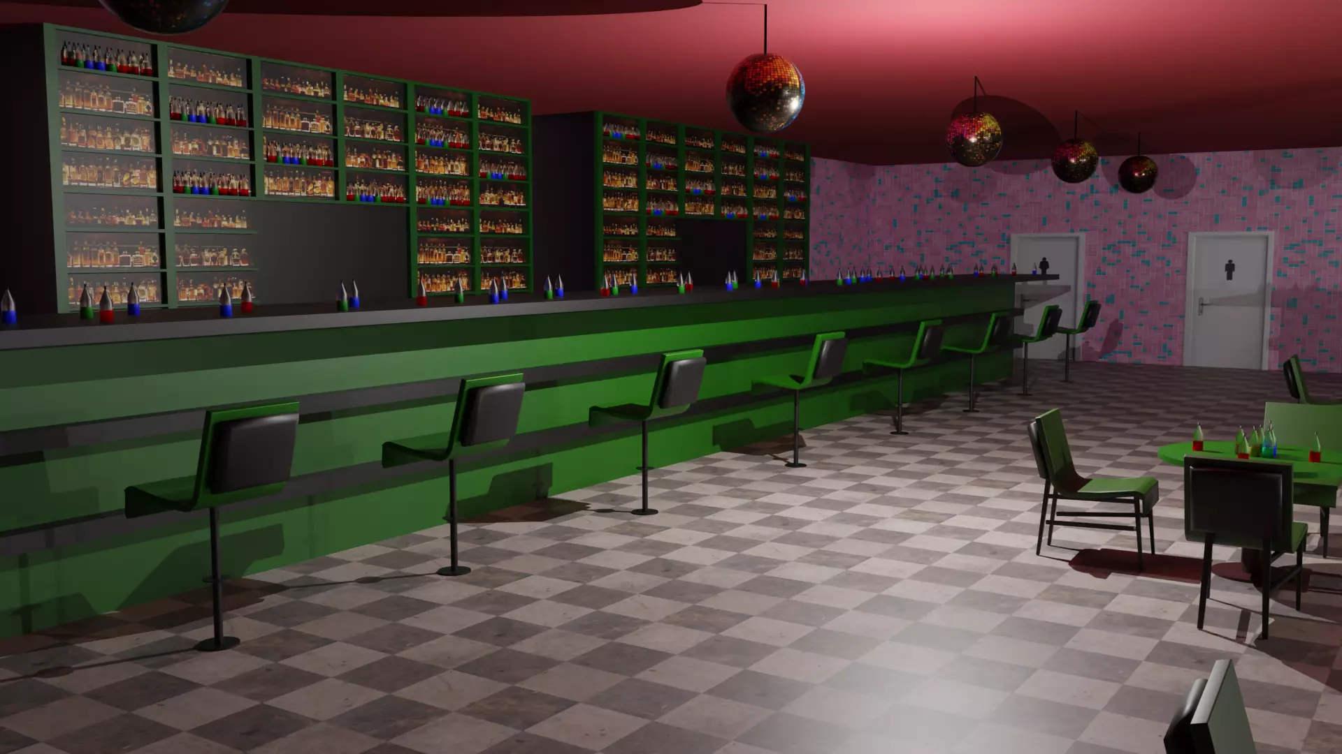 Night Club Low-poly 3D model_0