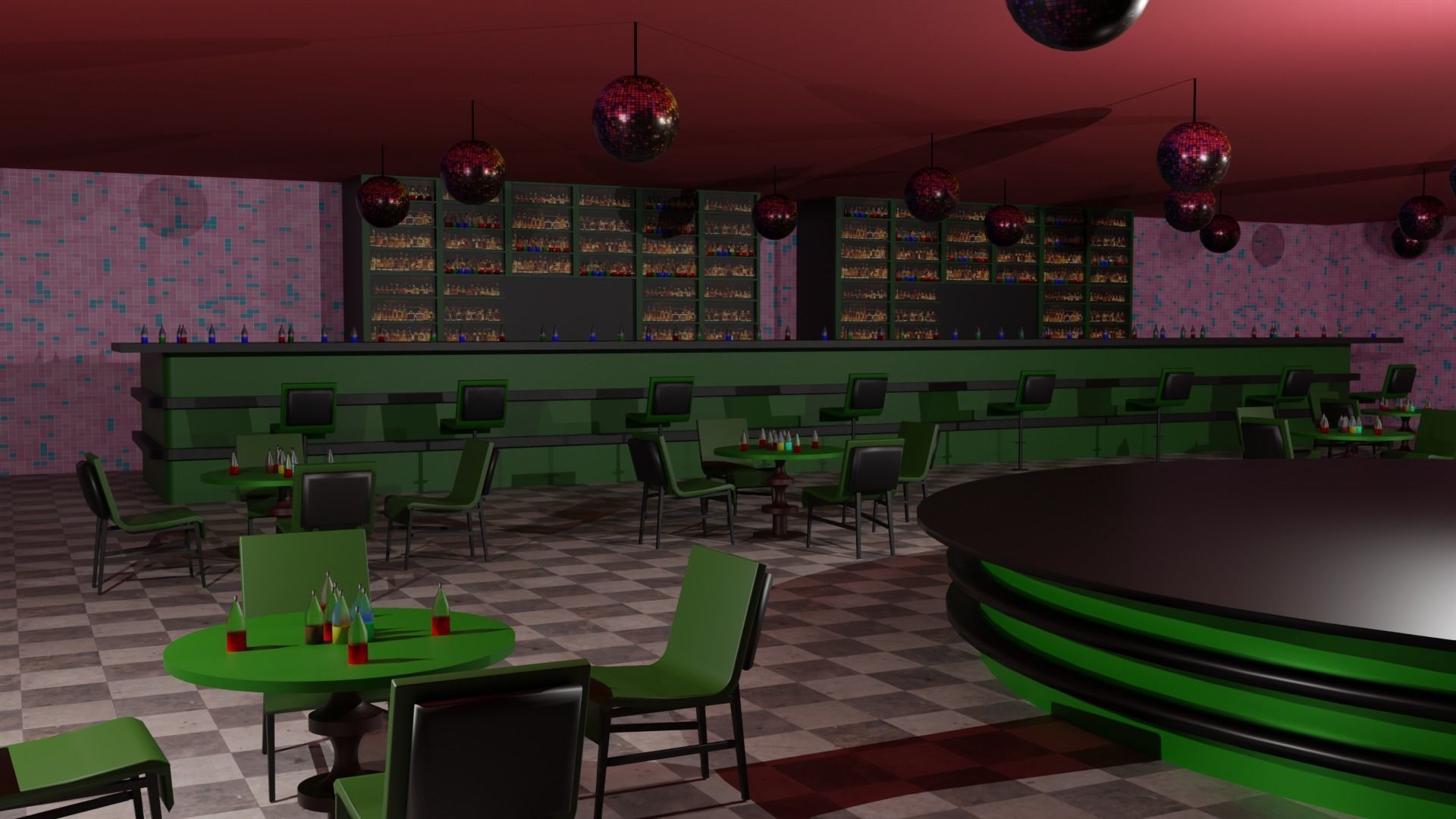 Night Club Low-poly 3D model_6