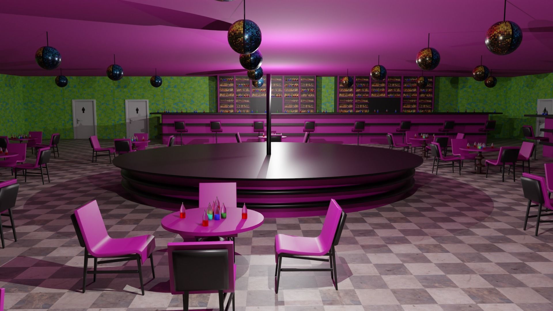 Night Club Low-poly 3D model_3