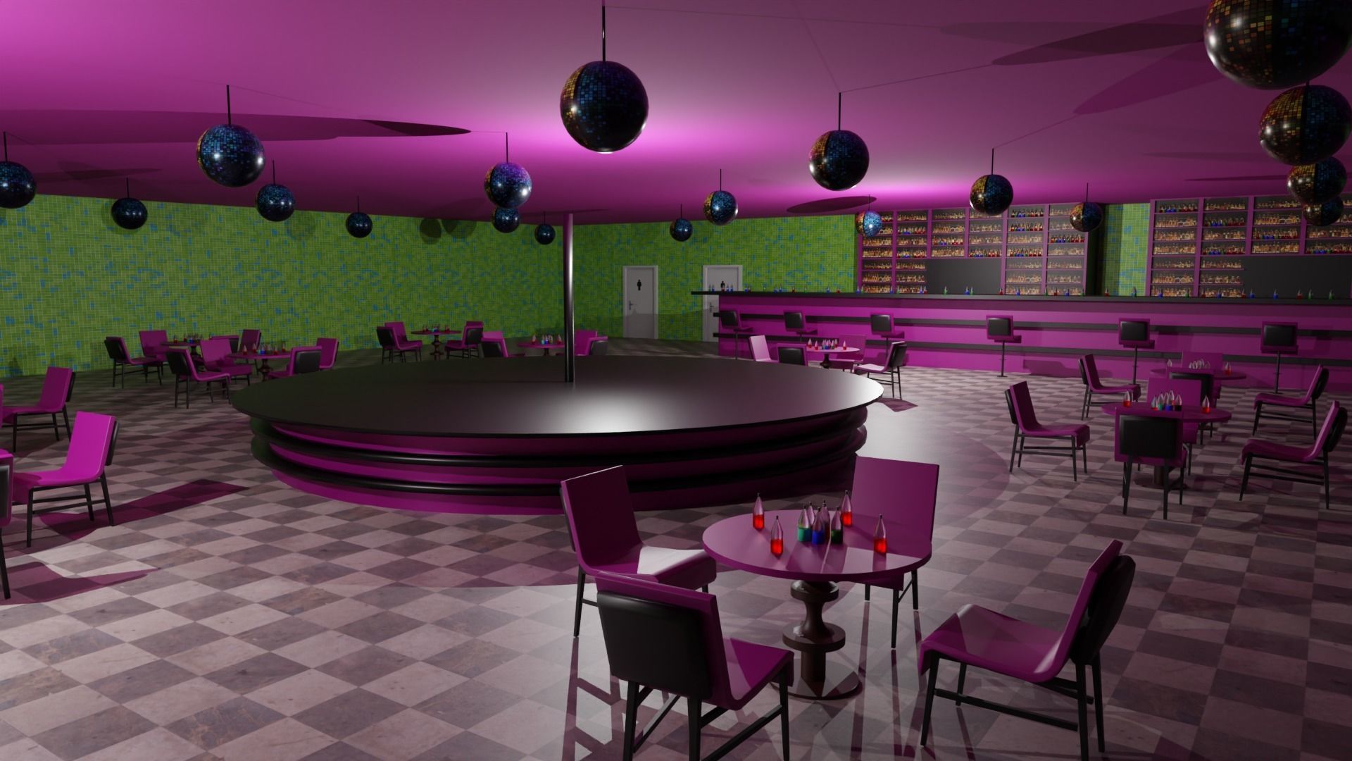 Night Club Low-poly 3D model_2