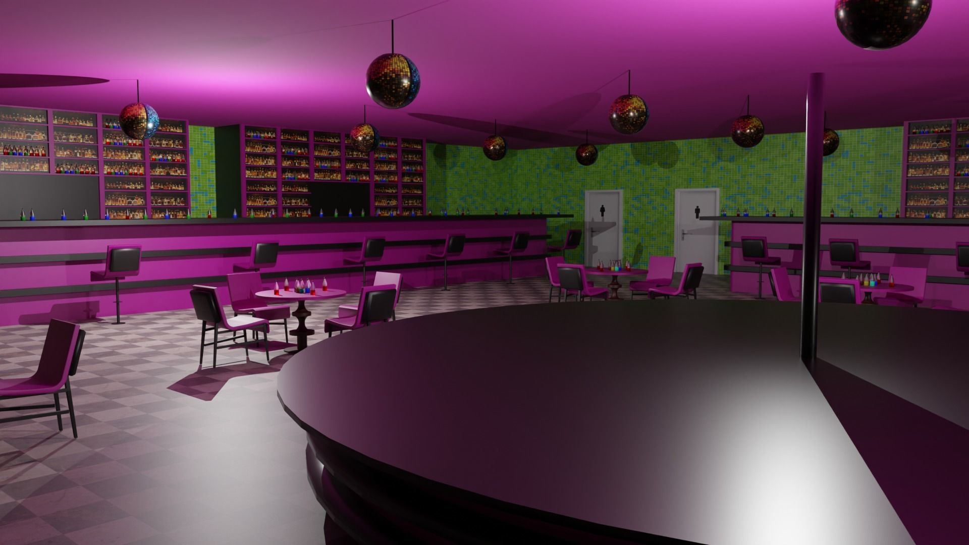 Night Club Low-poly 3D model_5