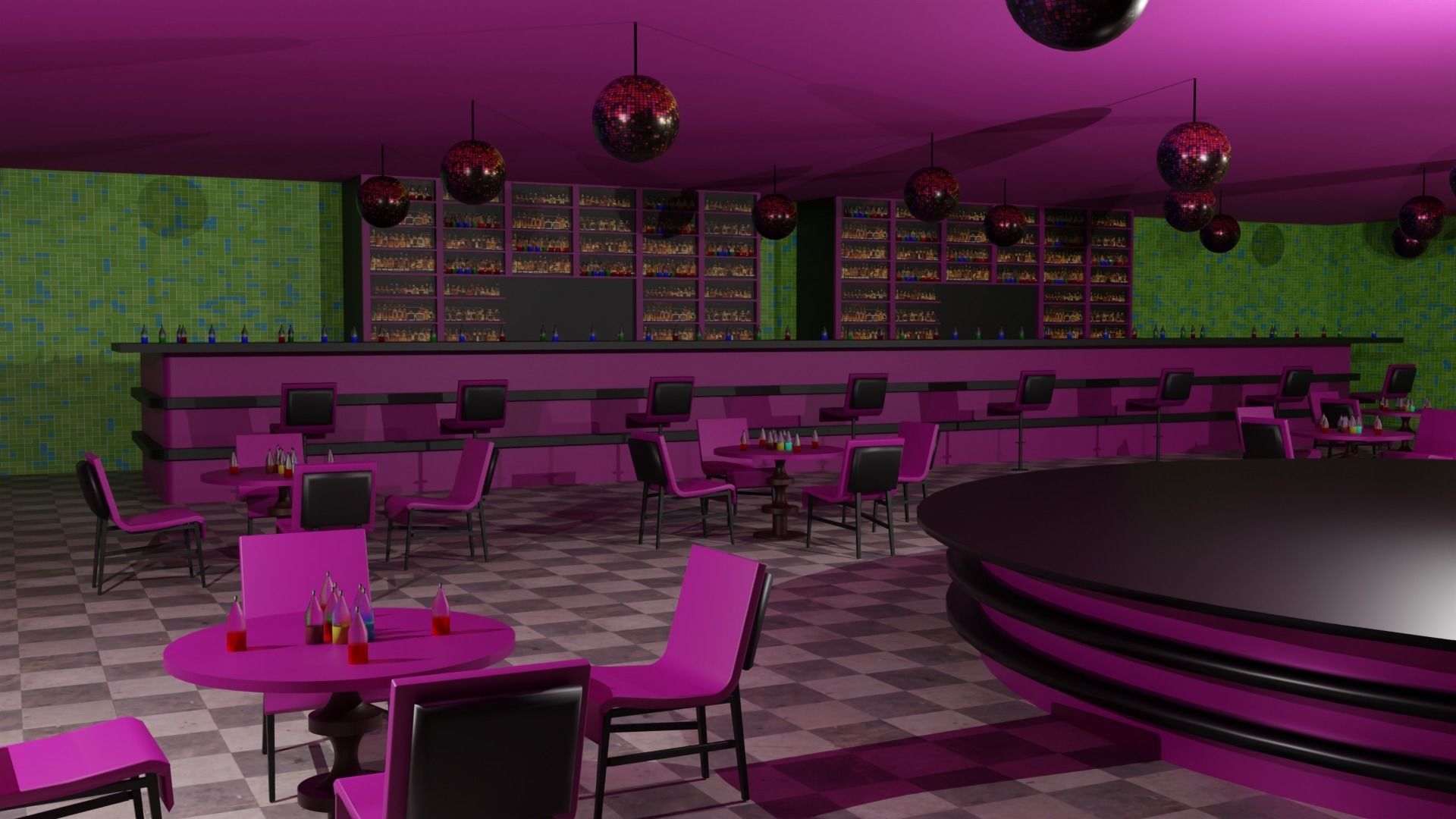 Night Club Low-poly 3D model_6