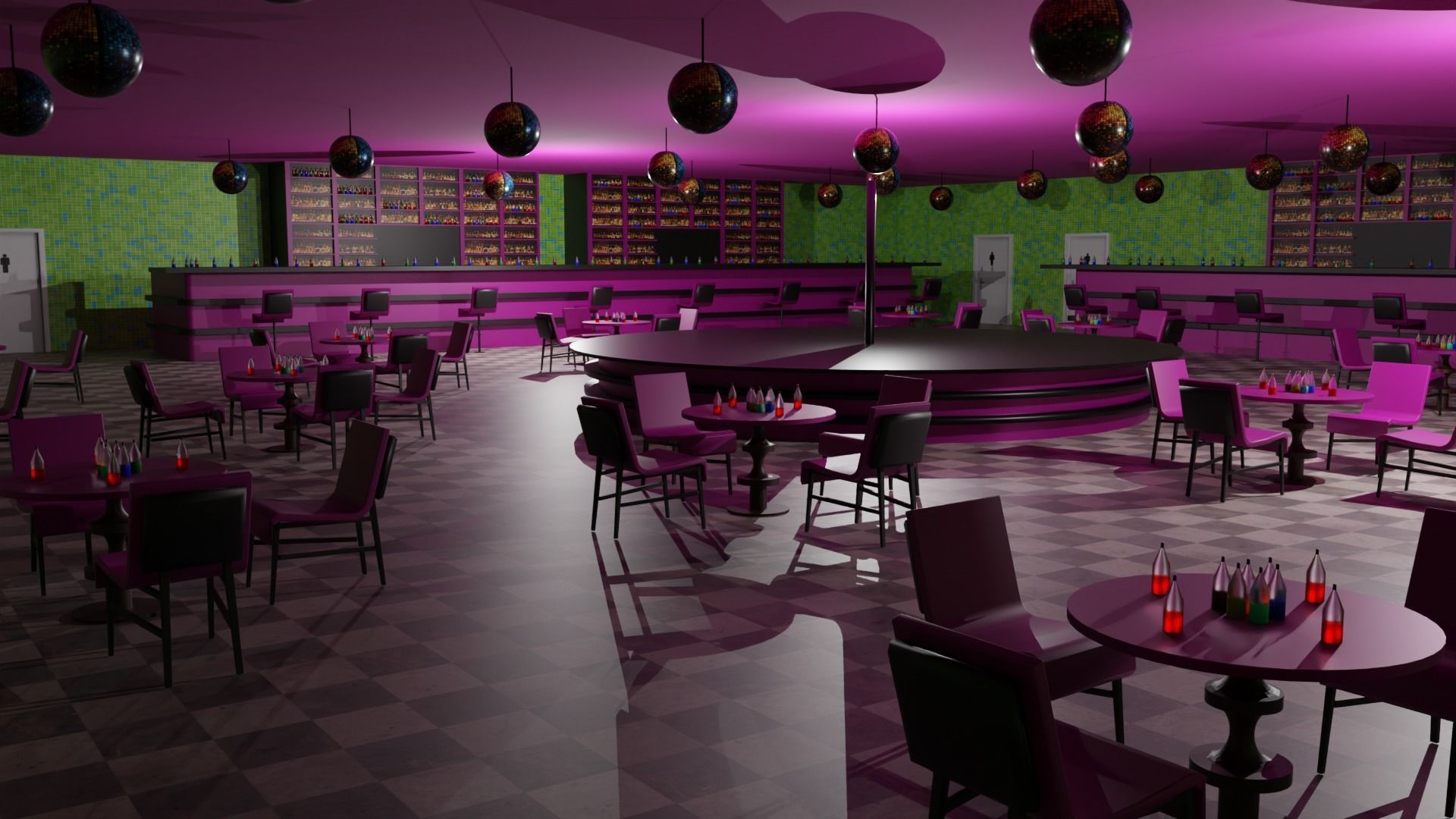 Night Club Low-poly 3D model_1