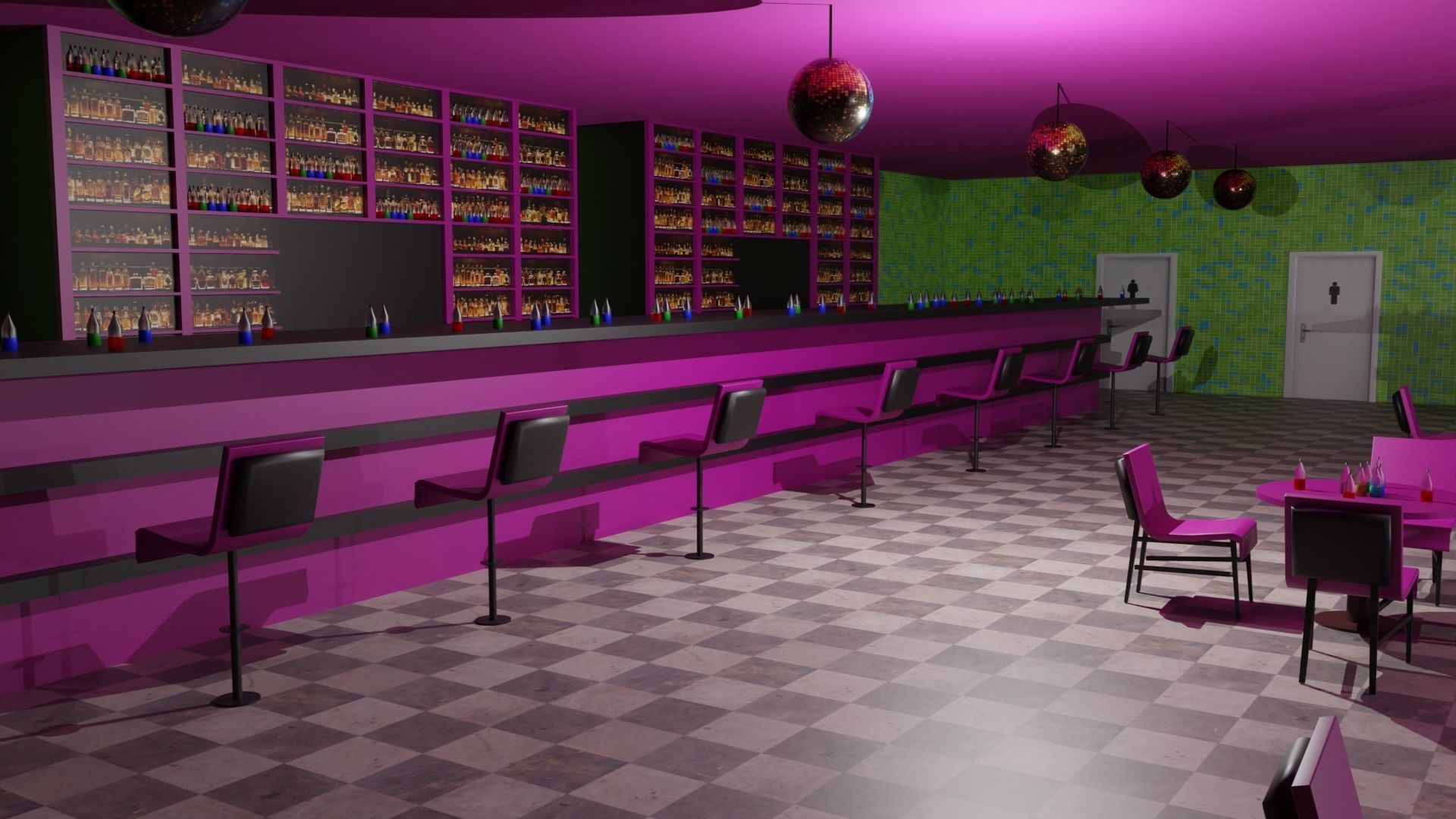 Night Club Low-poly 3D model_4