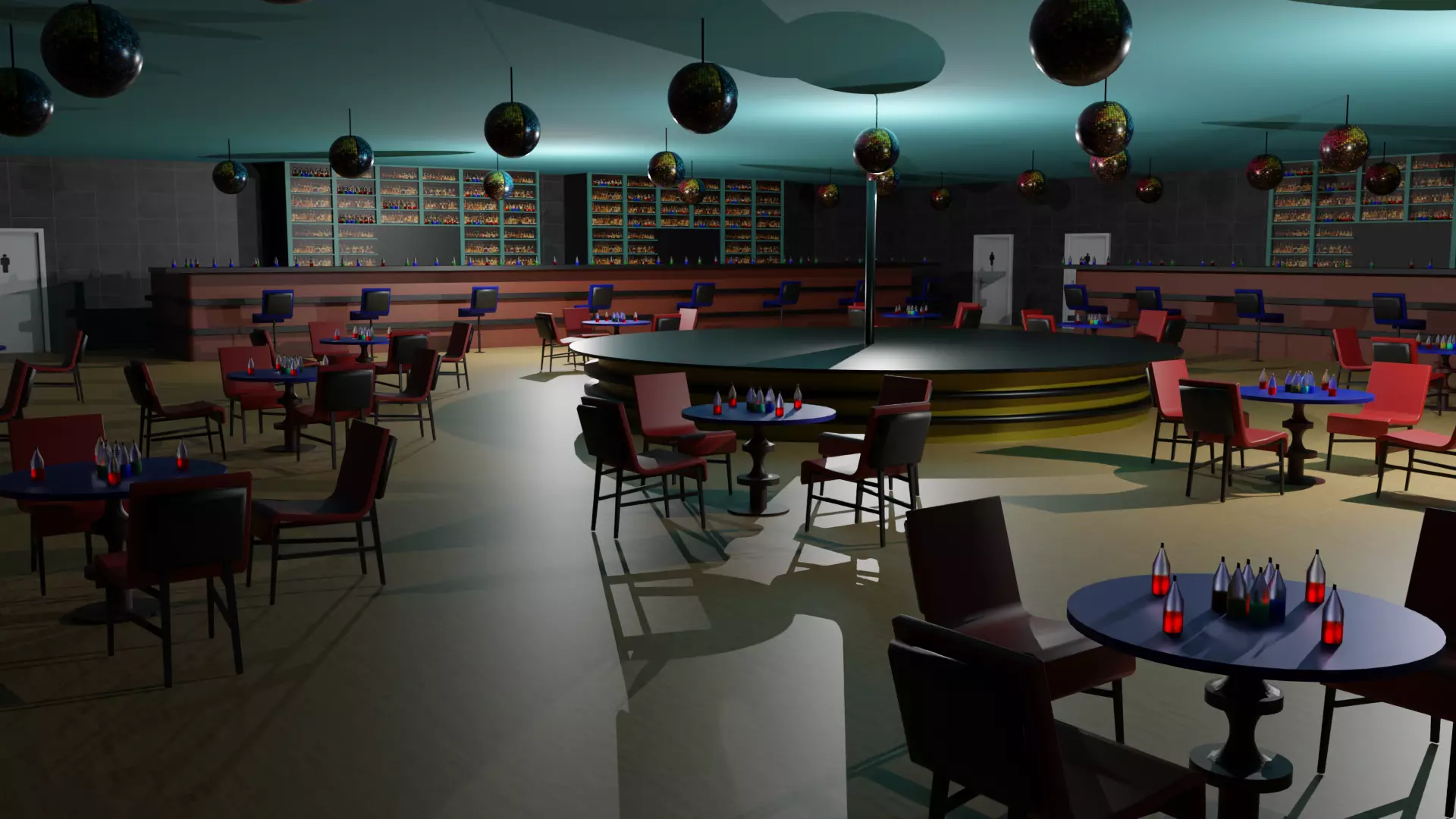 Night Club Low-poly 3D model_0