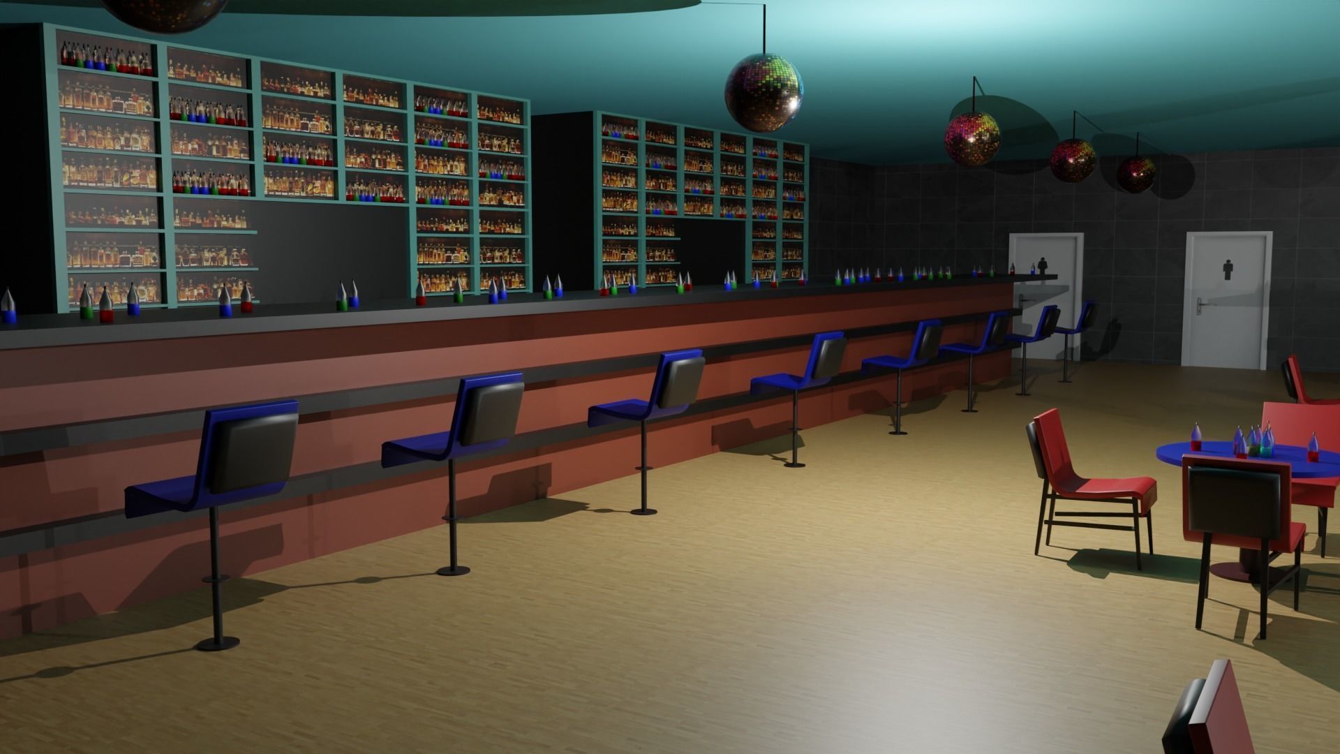 Night Club Low-poly 3D model_3