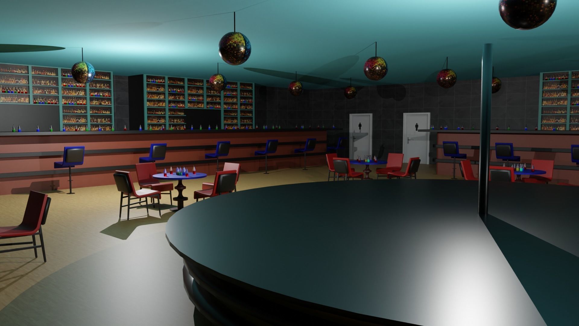 Night Club Low-poly 3D model_5