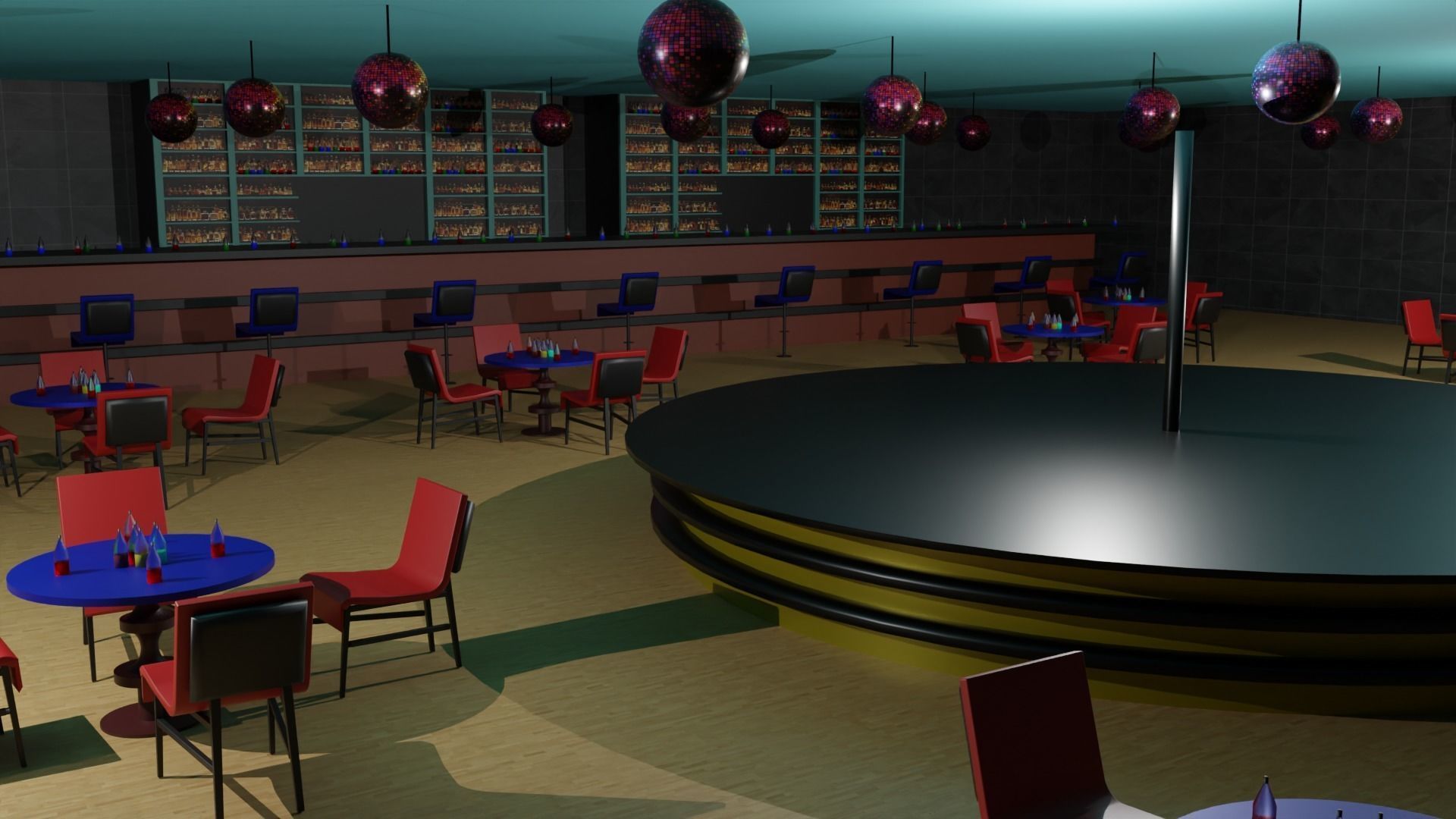 Night Club Low-poly 3D model_4
