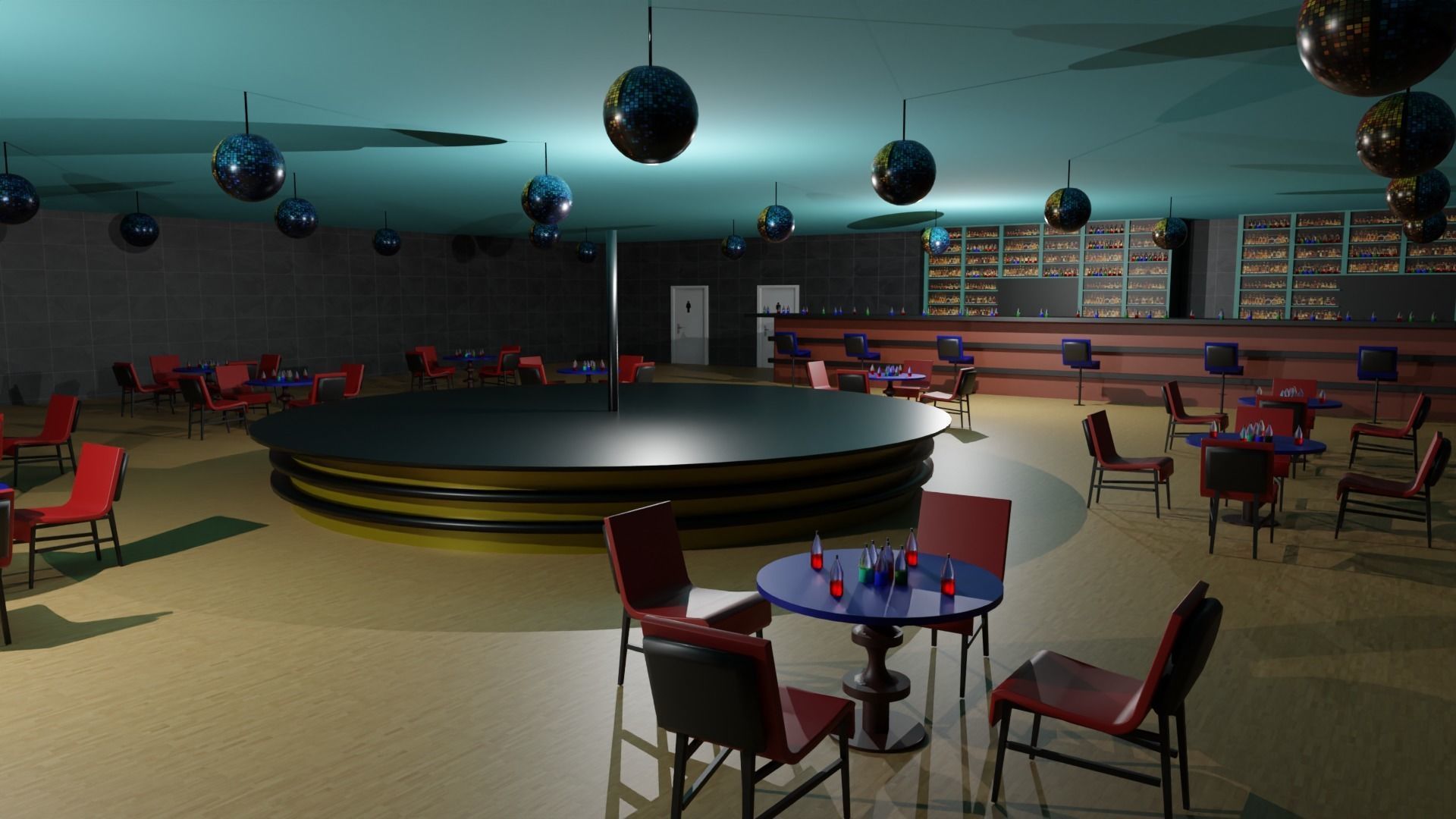 Night Club Low-poly 3D model_1