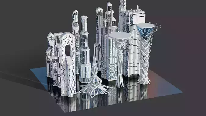 Futuristic Skyscrapers 3D Model
