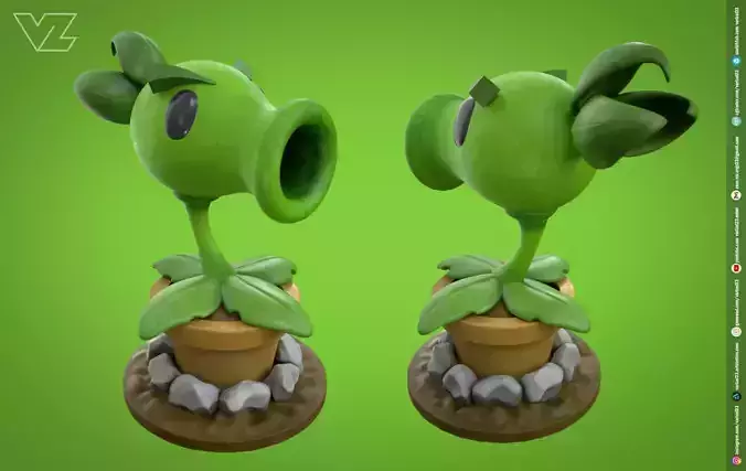 Plants vs Zombies - Repeater - 7 File Types - PBR Material