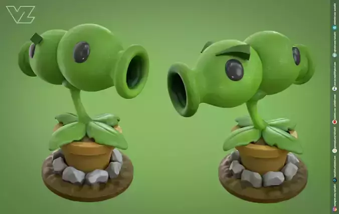 Plants vs Zombies -Split Pea - 7 File Types - PBR Material