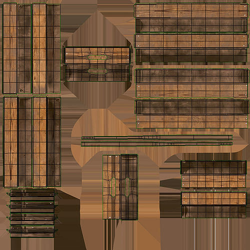 Wooden Crate T4 Low-poly 3D model 6