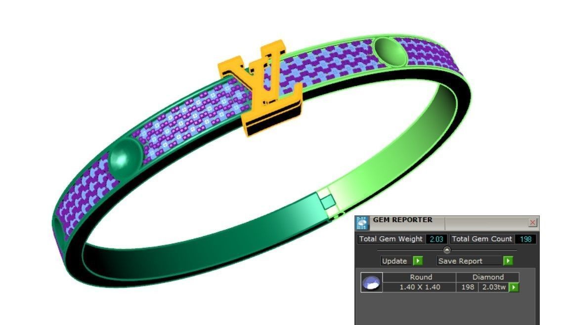 Louis Vuitton Pave Diamonds bangle 3D model_6